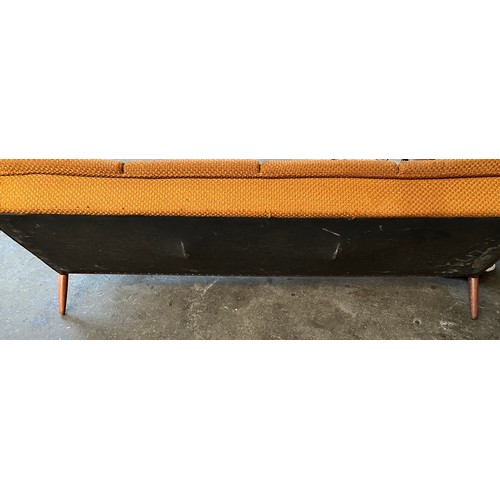 334 - Stylish Mid-Century Greaves & Thomas put-u-up davenport four seat sofa, the wooden frame surrounding... 