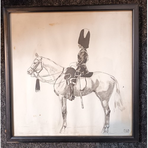 181 - Original watercolour depicting a guard from The 2nd Royal North British Dragoons (Scots Greys). [52x... 