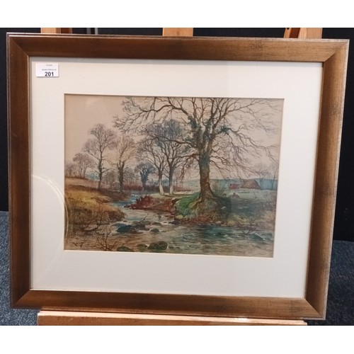 207 - Watercolour depicting river scene, Signed  [48x56cm]