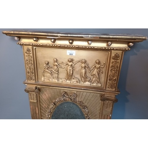 208 - Gold moulded gilt framed regency mirror [90x55cm]