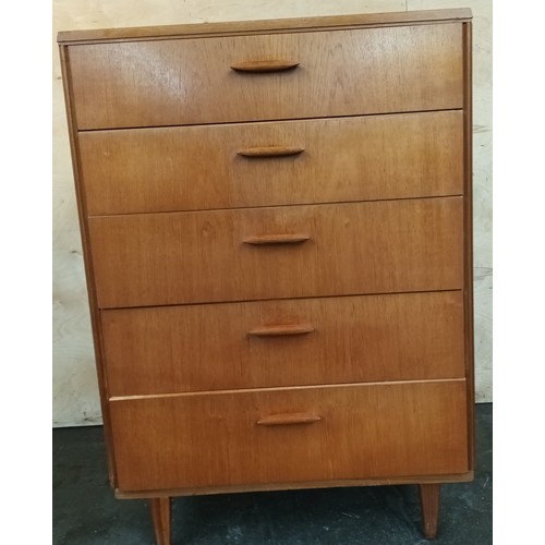 357 - Mid century Teak five drawer pedestal chest [Beithcraft] [108x76x46cm]