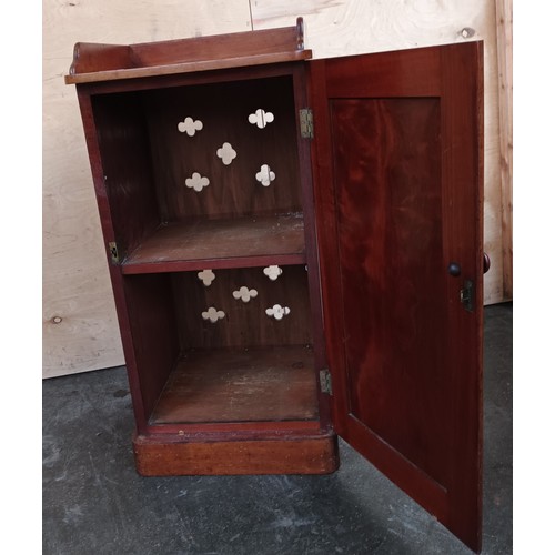 367 - Victorian pot cupboard, the gallery top above a single door opening to interior storage [82x41x38cm]