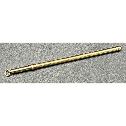 61 - Birmingham 9ct yellow gold swizzle stick [8.5cm in length] [5.29grams]