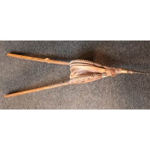 394 - large 19th century arts and crafts carved bellows. [106cm in length]