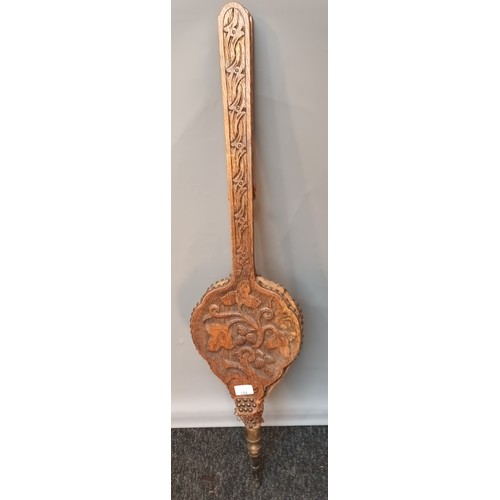 394 - large 19th century arts and crafts carved bellows. [106cm in length]