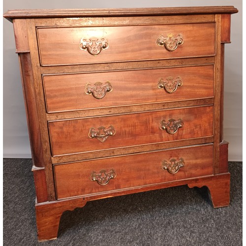 396 - Antique chest of drawers, the rectangular top above four long drawers, raised on bracket feet [63x62... 