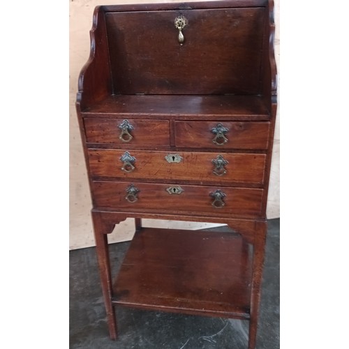 371 - Georgian writing desk, the front with drop down panel leading to interior storage and writing area, ... 