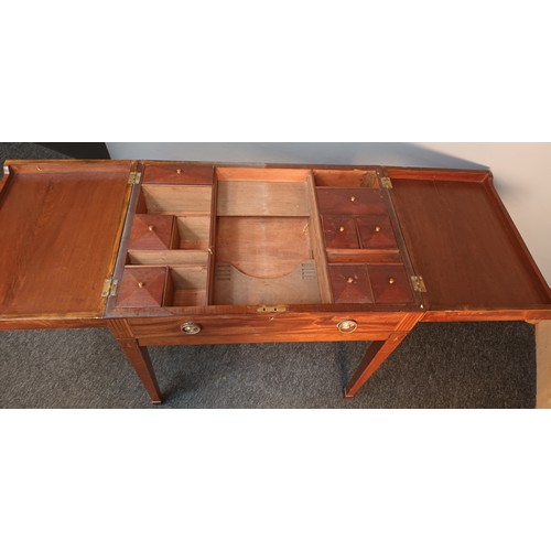 372 - 19th century dressing table, the top opening to interior storage compartments, above a dummy drawer,... 