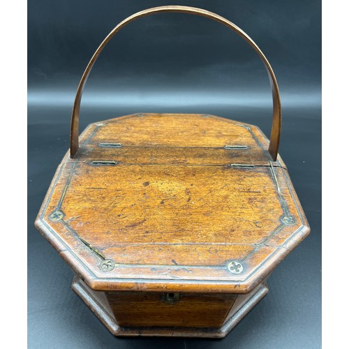 143 - 19th century sewing box, fitted with handle.