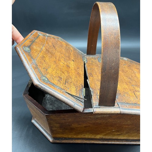 143 - 19th century sewing box, fitted with handle.