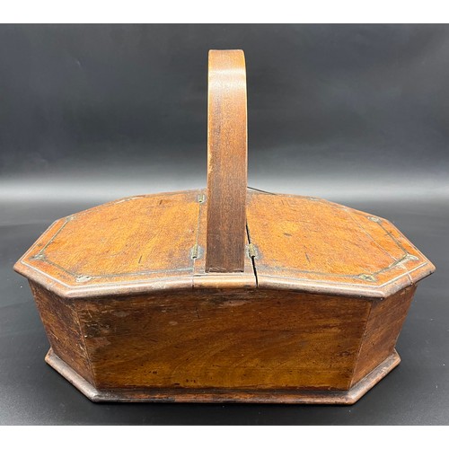 143 - 19th century sewing box, fitted with handle.