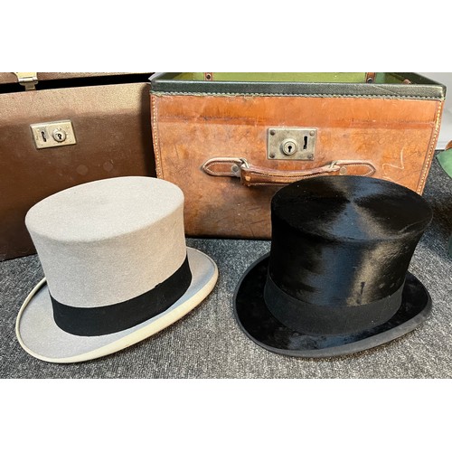 148 - Two Antique Gent's top hats. Both produced by Locke & Co Hatters London. Both come with carry cases.... 