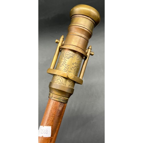 212 - Reproduction Dollond London walking cane fitted with a brass handle, fitted with a compass and swive... 