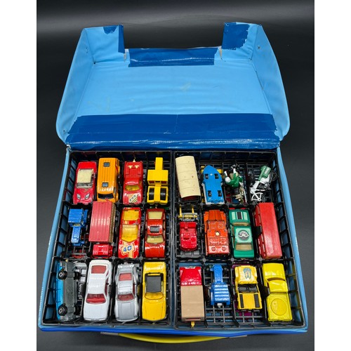 224 - Vintage Matchbox carry case containing 1970's & 80's matchbox vehicles [list of vehicles attached in... 