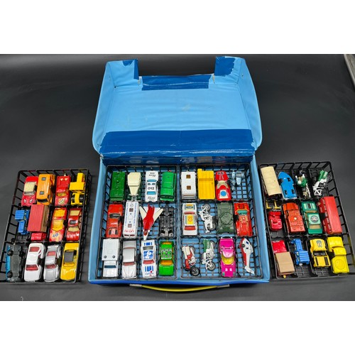 224 - Vintage Matchbox carry case containing 1970's & 80's matchbox vehicles [list of vehicles attached in... 