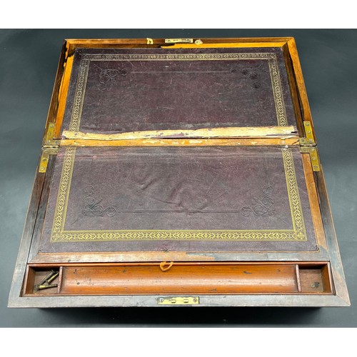 234 - 19th century Rosewood writing slope box. Designed with Marquetry inlay lid section. [15.5x51.5x28cm]... 