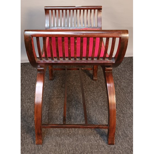 366 - 19th century inlaid X frame stool