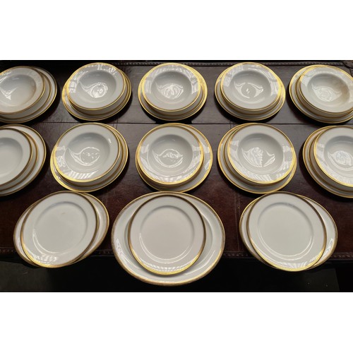 449 - 10 piece setting Hammersley dinner service, includes three serving platters. 37 pieces.