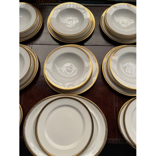 449 - 10 piece setting Hammersley dinner service, includes three serving platters. 37 pieces.