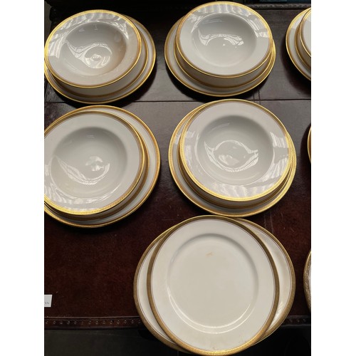 449 - 10 piece setting Hammersley dinner service, includes three serving platters. 37 pieces.