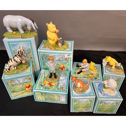 447 - A Collection of eight Royal Doulton Winne the Pooh collection figures with boxes. Includes three lar... 