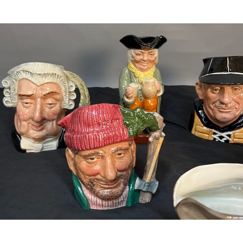 443 - A Collection of eight Large Royal Doulton character toby jugs, includes Mark Twain, The Poacher, San... 