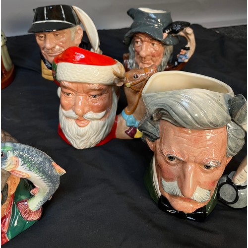 443 - A Collection of eight Large Royal Doulton character toby jugs, includes Mark Twain, The Poacher, San... 