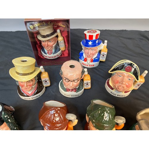 442 - A Lot of 9 various Royal Doulton character jugs, Includes The Poacher, The Sleuth x2 [One ltd editio... 