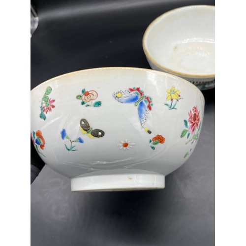 419 - Two 19th century Chinese porcelain bowls both detailed with hand painted designs. One designed with ... 