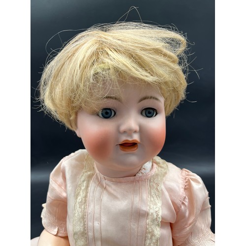 417 - Antique German Doll. Bisque head with nodding eyes. [Damage to figures- see images] [55cm in length]