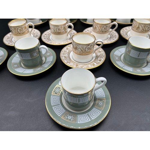 409 - Three lots of 5 coffee cans and saucers, Two sets produced by Wedgwood and the other by Coalport.