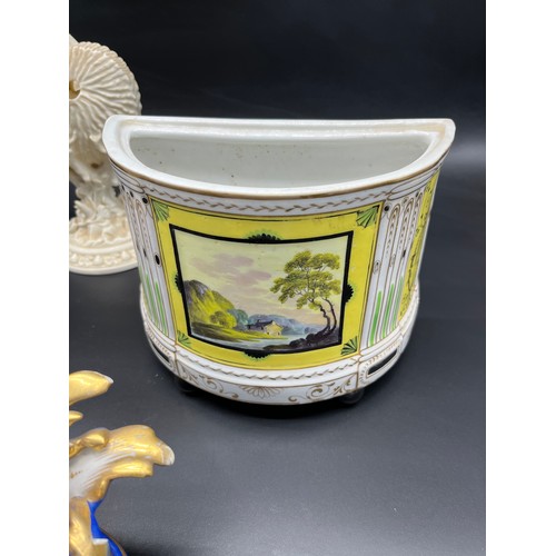 291 - A selection of 19th century collectable porcelain to include two ornate lidded preserve pots, ornate... 