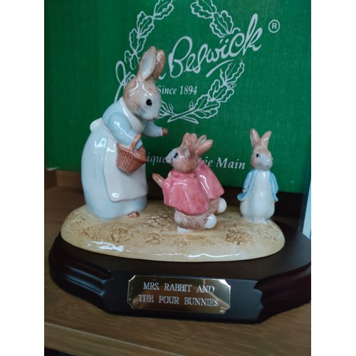 151 - Royal Doulton Beatrix potter Mrs bunny and the four bunnies group figure with plinth and box