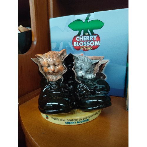 146 - Royal Doulton Cherry blossom kittens in boot with box