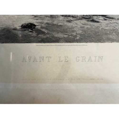 216 - A Large 19th century engraving titled 'Avant Le Grain' Dated 1878. After Maurice Courant. [Frame 92x... 