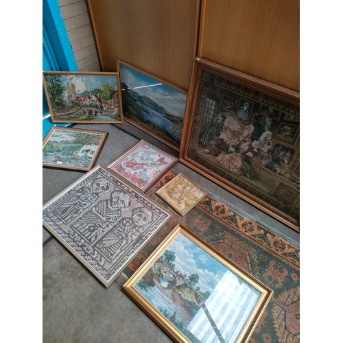 212 - Large Lot of vintage tapestries framed