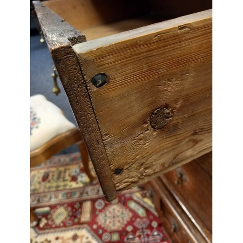 389 - Early 17th century chest on chest, the rectangular top above two short drawers and three graduating ... 