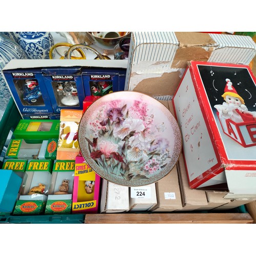 224 - Box of collectable figures and collectors plates with boxes etc