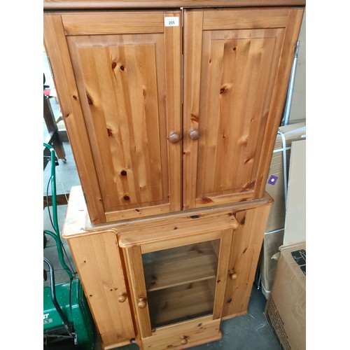 205 - Pine compact cabinet together with other