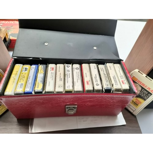 181 - Teleton vintage 8 track player with speakers and collection of 8 tracks to include Dolly Parton , ab... 