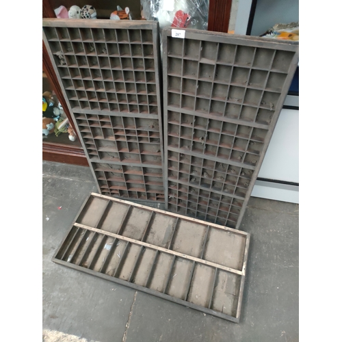 297 - 3 Antique printing letter trays/ drawers.