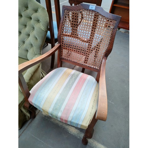 307 - 20th century rattan back arm chair .