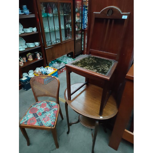 320 - 2 Victorian era chairs includes rattan back together with window table