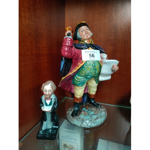 56 - Royal Doulton figure town crier together with Royal Doulton Charles Dickens Hn 3448