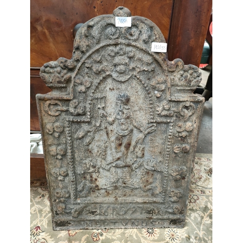 265A - Antique cast iron plaque dated 1600's Neptune.