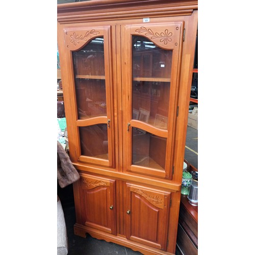 429 - Pine corner display cabinets