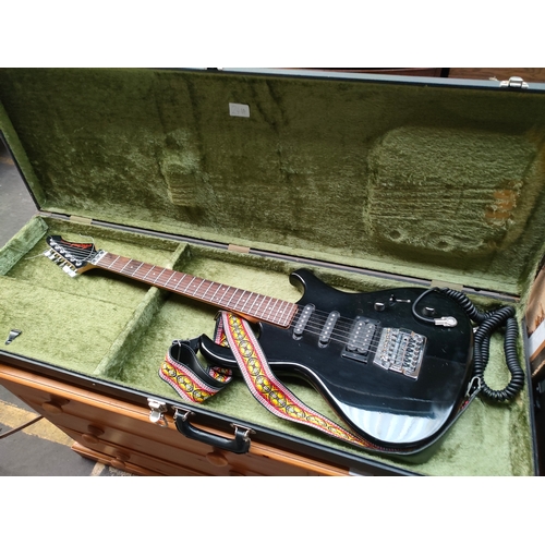 241A - Aria pro 2 electric guitar in Yamaha hard case together with Roland amplifier