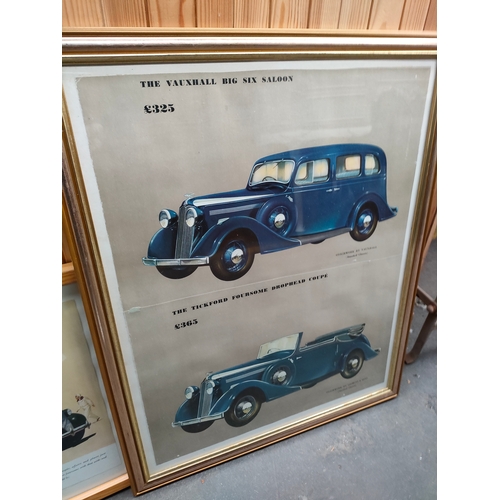 261C - 3 old car advertisements framed