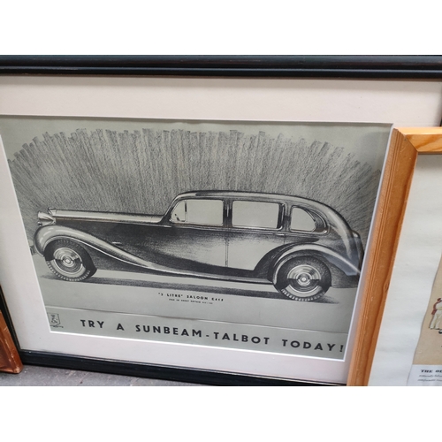 261C - 3 old car advertisements framed