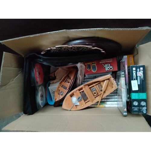 180K - Box of miscellaneous to include model boats